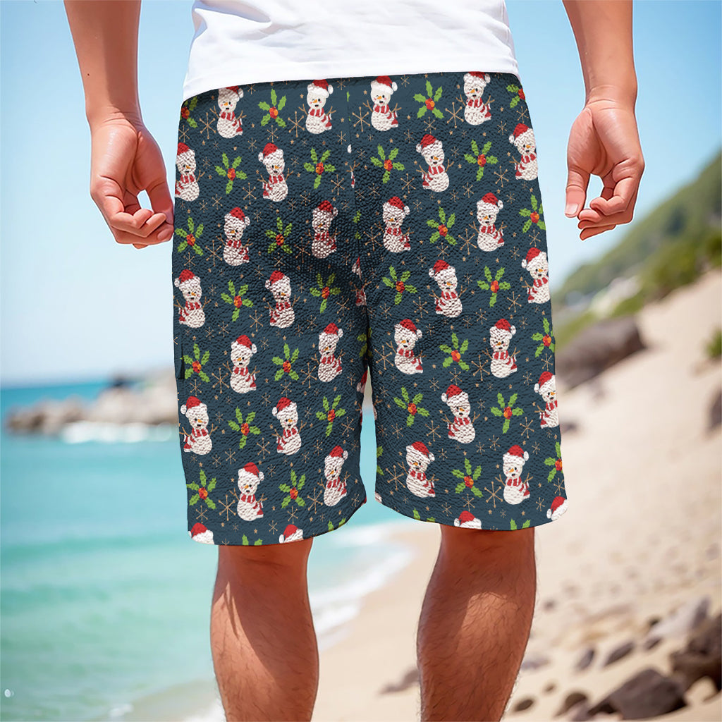 Santa Snowman Pattern Print Men's Cargo Shorts