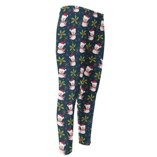 Santa Snowman Pattern Print Men's Compression Pants