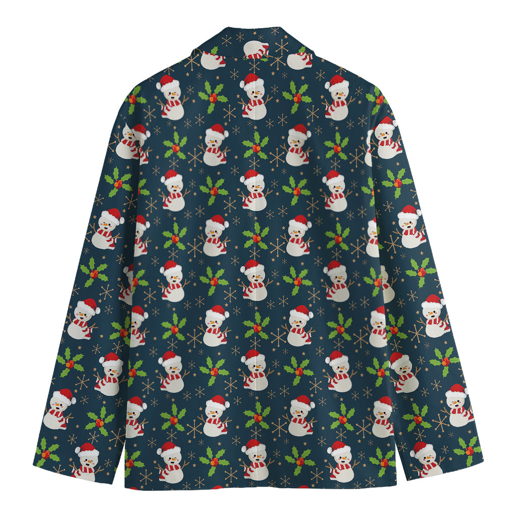 Santa Snowman Pattern Print Men's Cotton Blazer