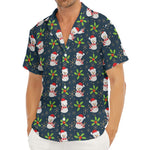 Santa Snowman Pattern Print Men's Deep V-Neck Shirt