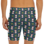 Santa Snowman Pattern Print Men's Long Boxer Briefs