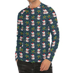 Santa Snowman Pattern Print Men's Long Sleeve Rash Guard