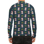 Santa Snowman Pattern Print Men's Long Sleeve Rash Guard
