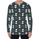 Santa Snowman Pattern Print Men's Long Sleeve T-Shirt