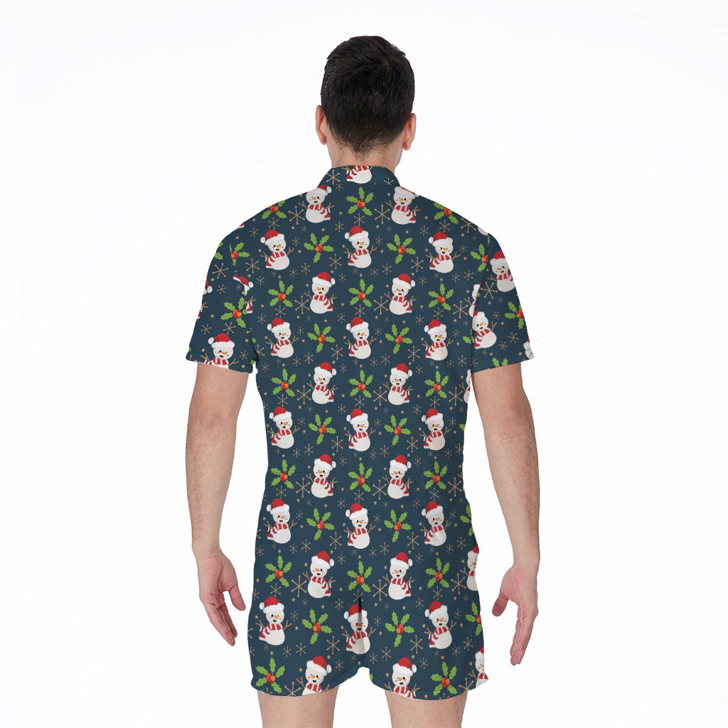 Santa Snowman Pattern Print Men's Rompers