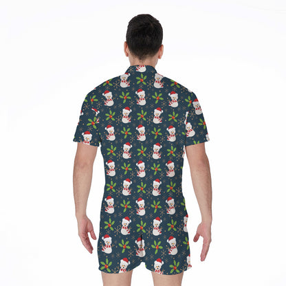 Santa Snowman Pattern Print Men's Rompers