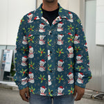 Santa Snowman Pattern Print Men's Shirt Jacket
