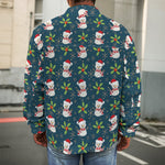 Santa Snowman Pattern Print Men's Shirt Jacket