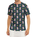 Santa Snowman Pattern Print Men's Short Sleeve Rash Guard