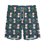 Santa Snowman Pattern Print Men's Sports Shorts