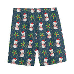 Santa Snowman Pattern Print Men's Sports Shorts