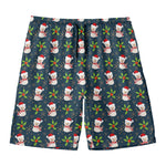 Santa Snowman Pattern Print Men's Swim Trunks