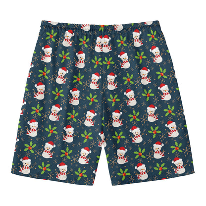 Santa Snowman Pattern Print Men's Swim Trunks