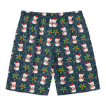 Santa Snowman Pattern Print Men's Swim Trunks