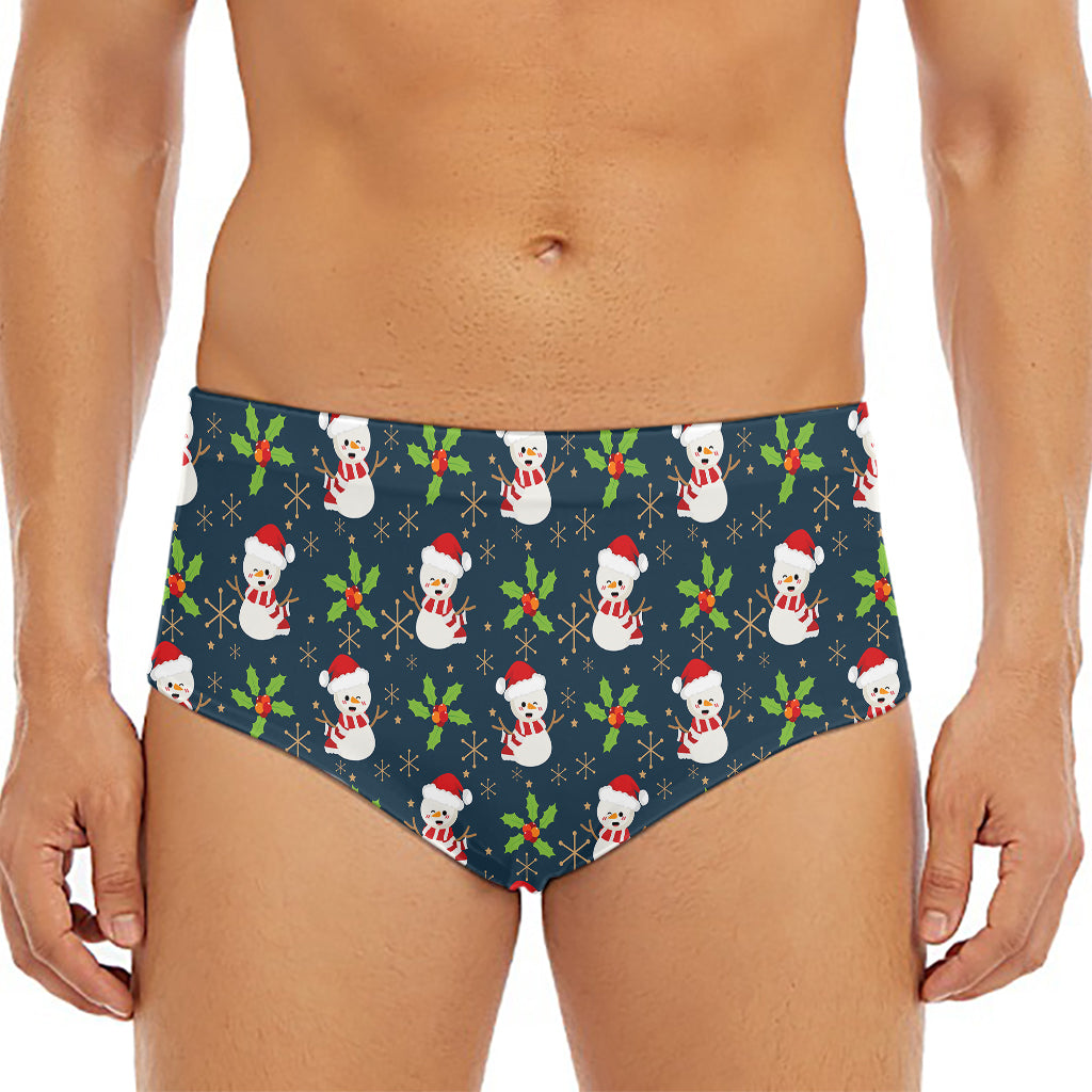Santa Snowman Pattern Print Men's Triangle Swim Briefs