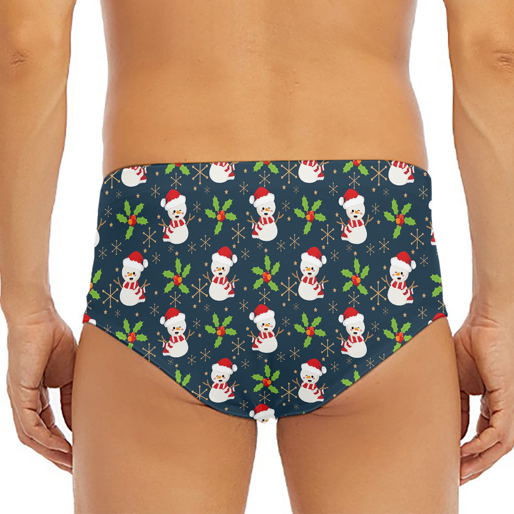 Santa Snowman Pattern Print Men's Triangle Swim Briefs