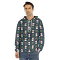 Santa Snowman Pattern Print Men's Velvet Pullover Hoodie