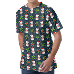 Santa Snowman Pattern Print Men's Velvet T-Shirt