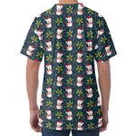 Santa Snowman Pattern Print Men's Velvet T-Shirt