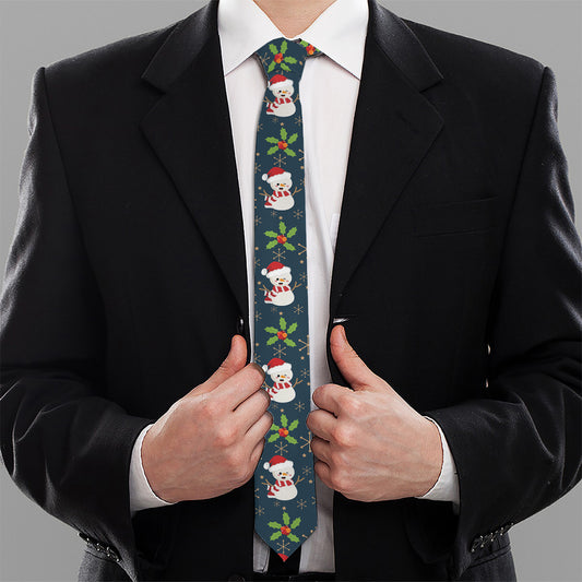 Santa Snowman Pattern Print Necktie