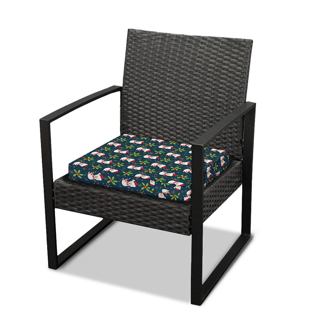 Santa Snowman Pattern Print Outdoor Seat Cushion Cover