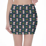 Santa Snowman Pattern Print Pencil Mini Skirt