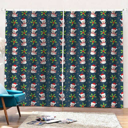 Santa Snowman Pattern Print Pencil Pleat Curtains