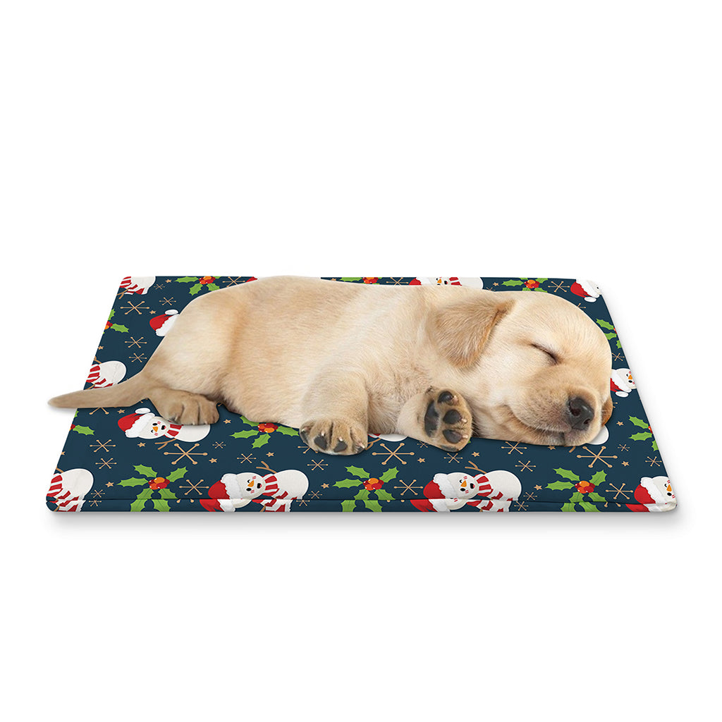 Santa Snowman Pattern Print Pet Cooling Mat Cover