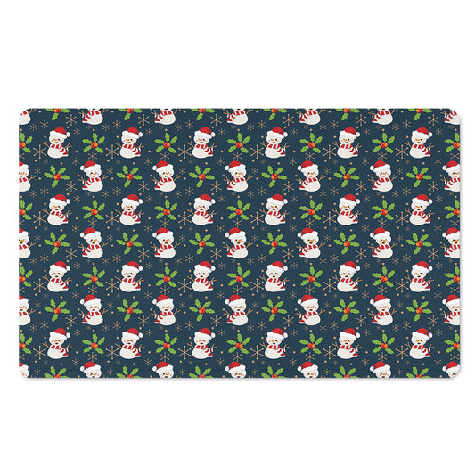 Santa Snowman Pattern Print Polyester Doormat