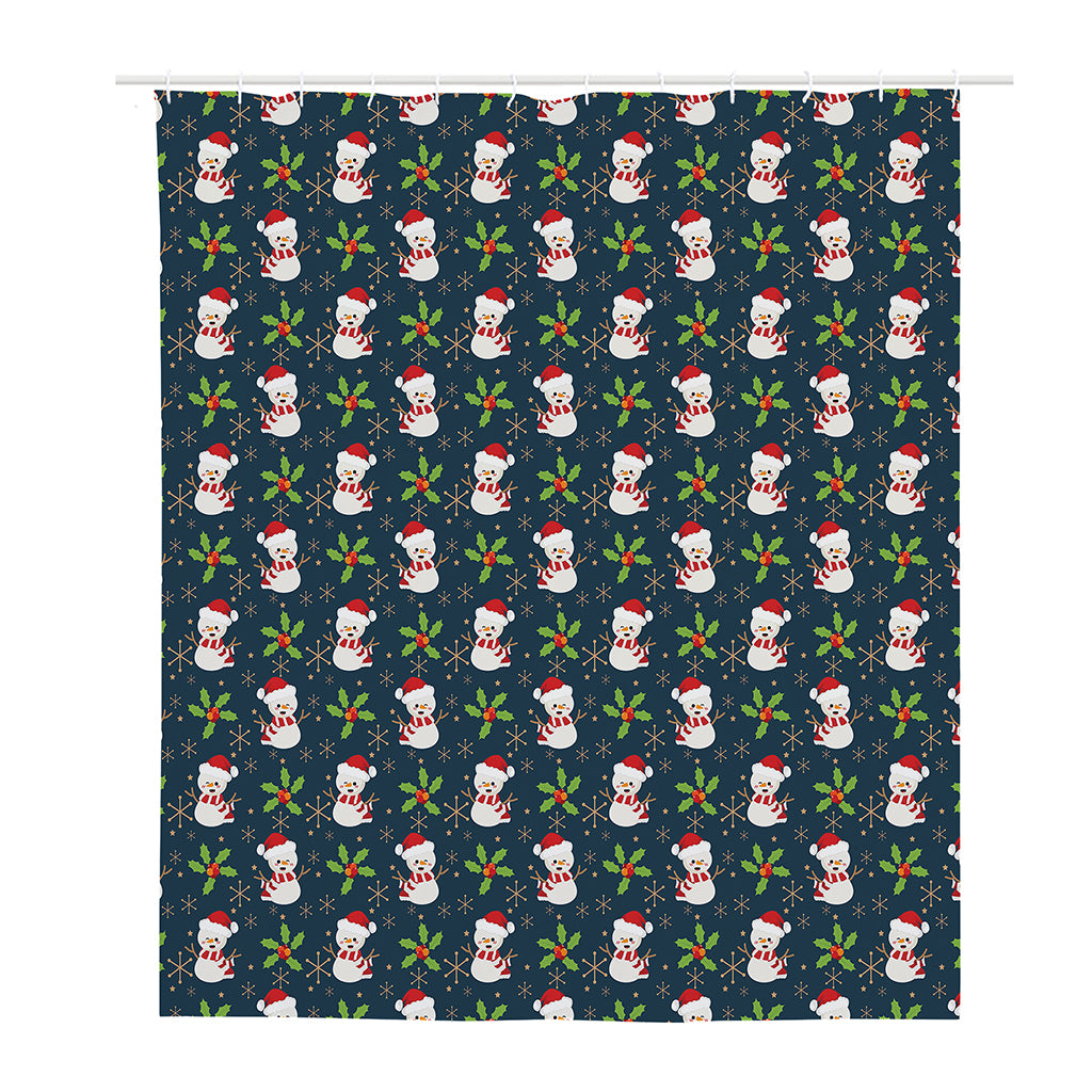 Santa Snowman Pattern Print Polyester Shower Curtain