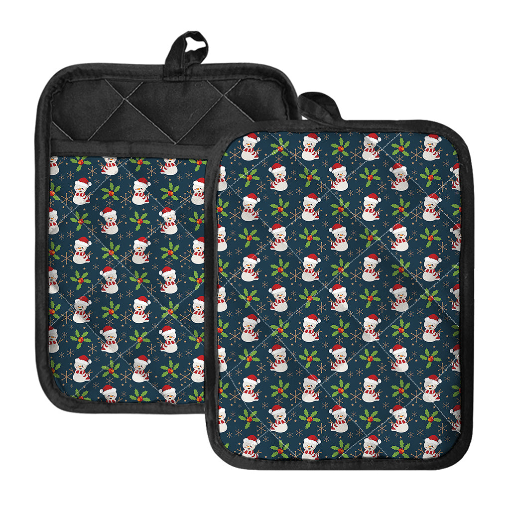 Santa Snowman Pattern Print Pot Holders With Pocket