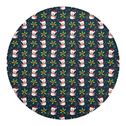 Santa Snowman Pattern Print Round Blanket