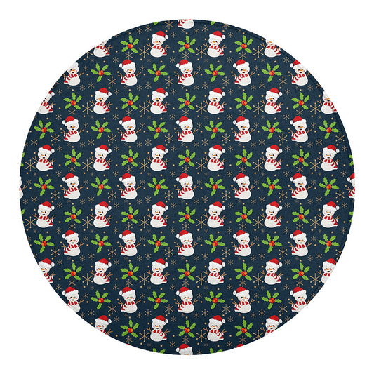 Santa Snowman Pattern Print Round Blanket