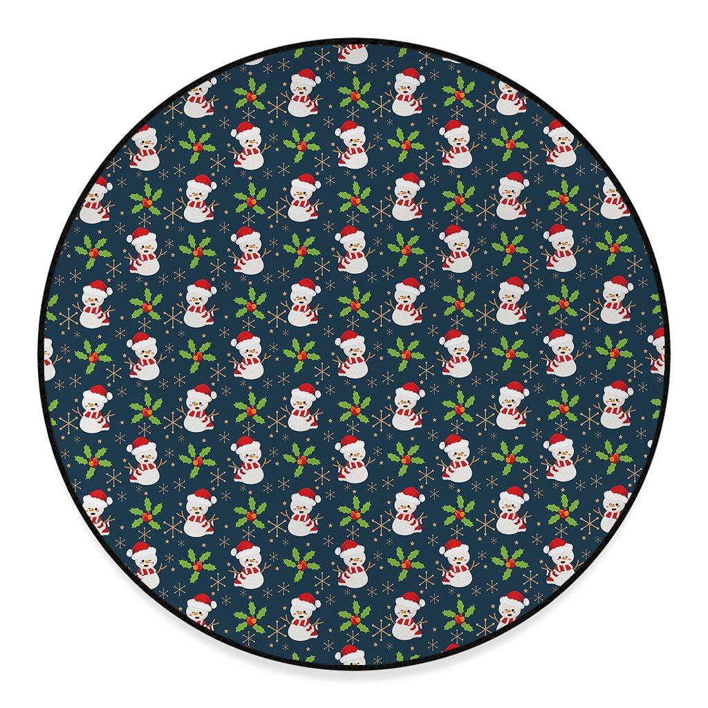 Santa Snowman Pattern Print Round Floor Mat