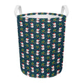 Santa Snowman Pattern Print Round Laundry Basket