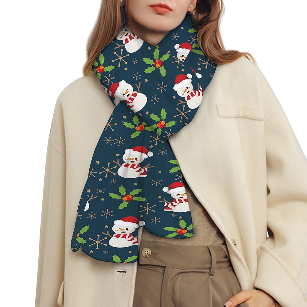 Santa Snowman Pattern Print Scarf