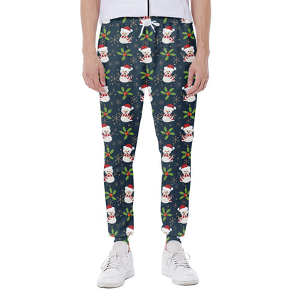Santa Snowman Pattern Print Scuba Joggers