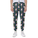 Santa Snowman Pattern Print Scuba Joggers