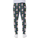 Santa Snowman Pattern Print Scuba Joggers