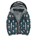 Santa Snowman Pattern Print Sherpa Lined Zip Up Hoodie