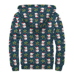 Santa Snowman Pattern Print Sherpa Lined Zip Up Hoodie