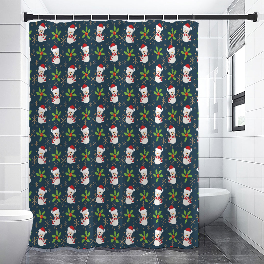 Santa Snowman Pattern Print Shower Curtain