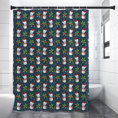 Santa Snowman Pattern Print Shower Curtain