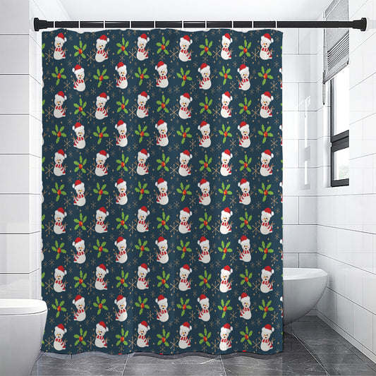 Santa Snowman Pattern Print Shower Curtain
