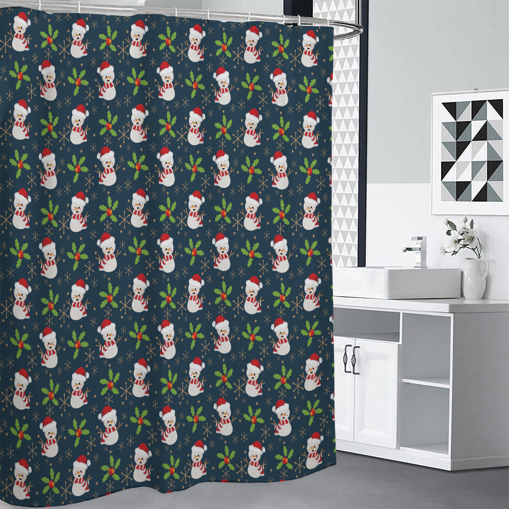 Santa Snowman Pattern Print Shower Curtain