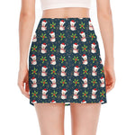 Santa Snowman Pattern Print Side Slit Mini Skirt