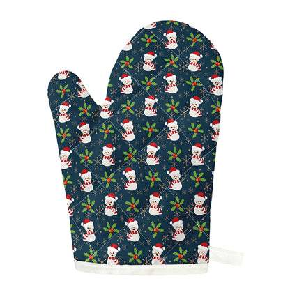 Santa Snowman Pattern Print Single Oven Mitt