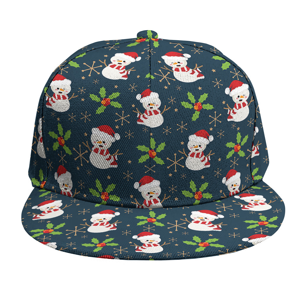 Santa Snowman Pattern Print Snapback Cap