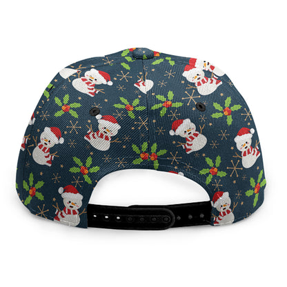 Santa Snowman Pattern Print Snapback Cap