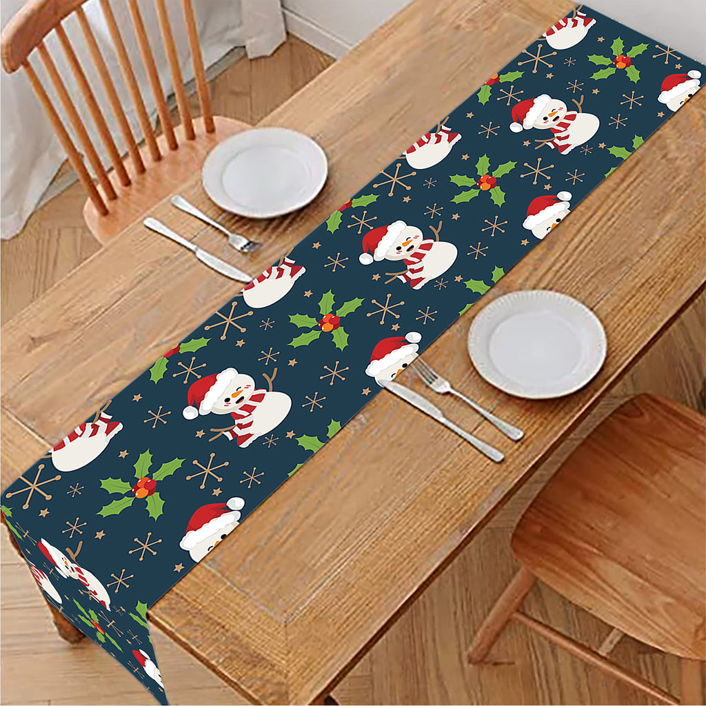 Santa Snowman Pattern Print Table Runner